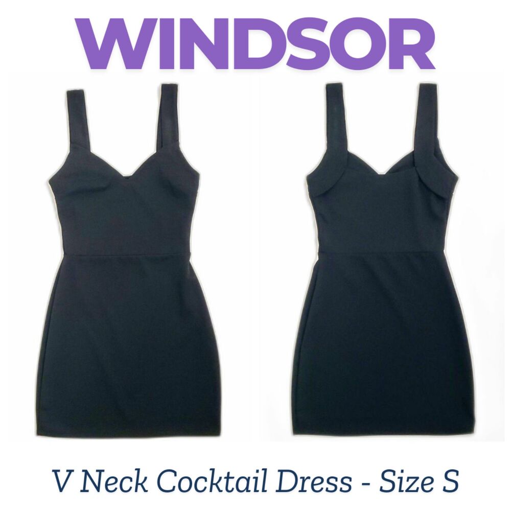 Windsor Women V Neck Cocktail Dress Black Size S - Picture 1 of 7